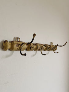 Vintage French bamboo look coat and hat hooks