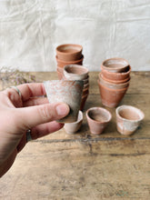 Load image into Gallery viewer, Antique hand thrown terracotta seedling pots