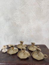 Load image into Gallery viewer, Antique brass octagonal chamberstick candle holders