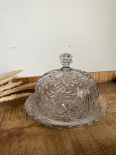 Load image into Gallery viewer, Vintage French 1950s pressed glass butter dome or cheese dome