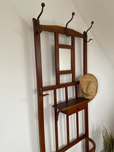 Vintage French bentwood hall coat stand with mirror and umbrella stand