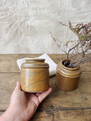 Vintage French brown glazed sandstone pots