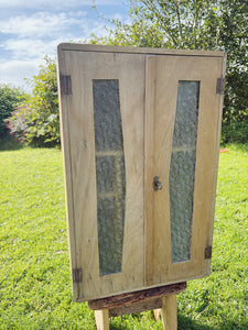 French early 20th century wooden cabinet with textured glass