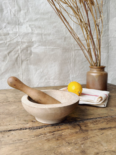 Vintage wood pestle and mortar