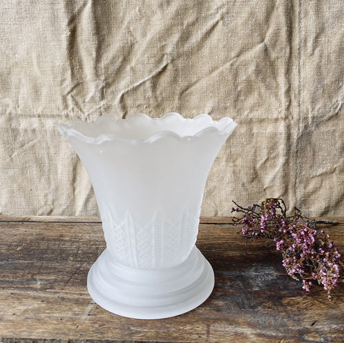 Vintage French frosted glass tulip candle lantern