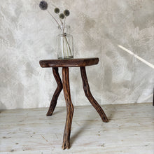 Load image into Gallery viewer, Farmhouse rustic brutalist tripod stool