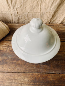 White porcelain soup tureen lions head with lid