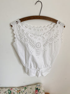 Antique French cotton broderie anglaise camisole (size XS)