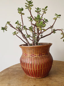 Vintage 1970s French wicker plant pot holders