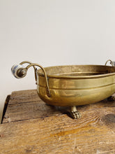 Load image into Gallery viewer, Vintage French Lion feet brass planter with ceramic handles