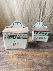 Ceramic Salt and Matches hanging box set