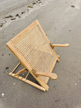 Load image into Gallery viewer, Vintage Rattan Backed Folding Wooden Back Rest