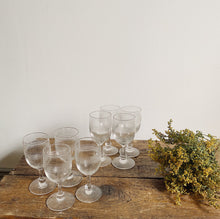 Load image into Gallery viewer, Antique etched wine or apéritif glasses, set in two sizes