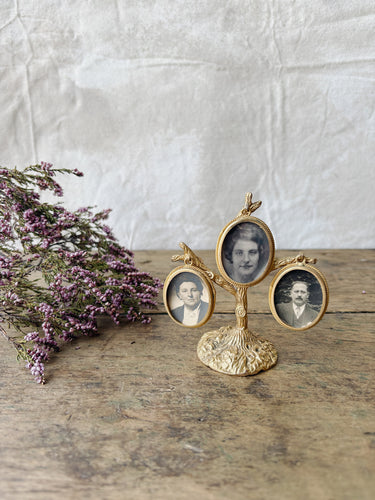 Antique brass picture frame tree
