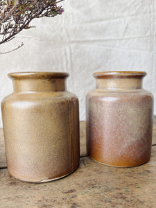 Vintage French sandstone mustard pots