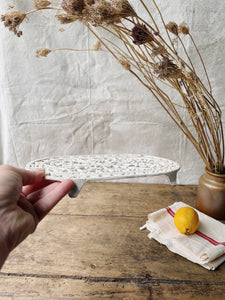 Vintage french enamel footed trivet