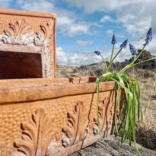 Vintage 1970s Italian terracotta Jardinière window planters, pair