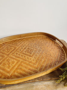 Vintage Indonesian handmade bamboo tray