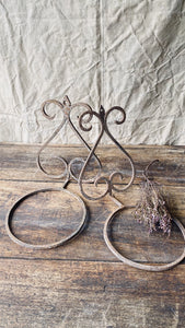 Pair of Vintage hand forged wall mounted plant pot holders