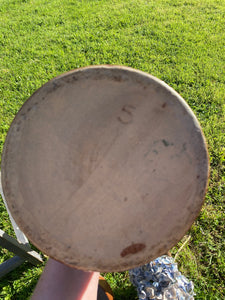 Vintage French large glazed sandstone crock with lid