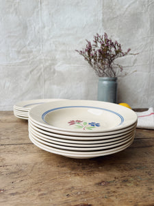 Vintage 1940s Luneville plates and soupe plates in pattern “Mai”