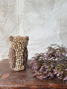 Vintage seashell owl figurine handcrafted