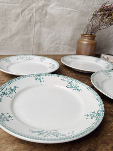 Vintage 19th Century St Amand Terre de Fer plates - set of 4