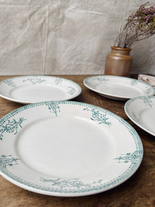 Vintage 19th Century St Amand Terre de Fer plates - set of 4