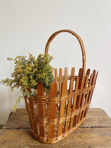 Wood and wicker foraging basket