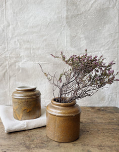 Vintage French brown glazed sandstone pots
