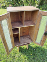 Load image into Gallery viewer, French early 20th century wooden cabinet with textured glass