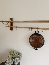 Load image into Gallery viewer, 1920s French brass art deco hat and coat rail or kitchen pot stand and rail