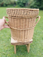 Load image into Gallery viewer, Knitting basket with a red polka dot lining