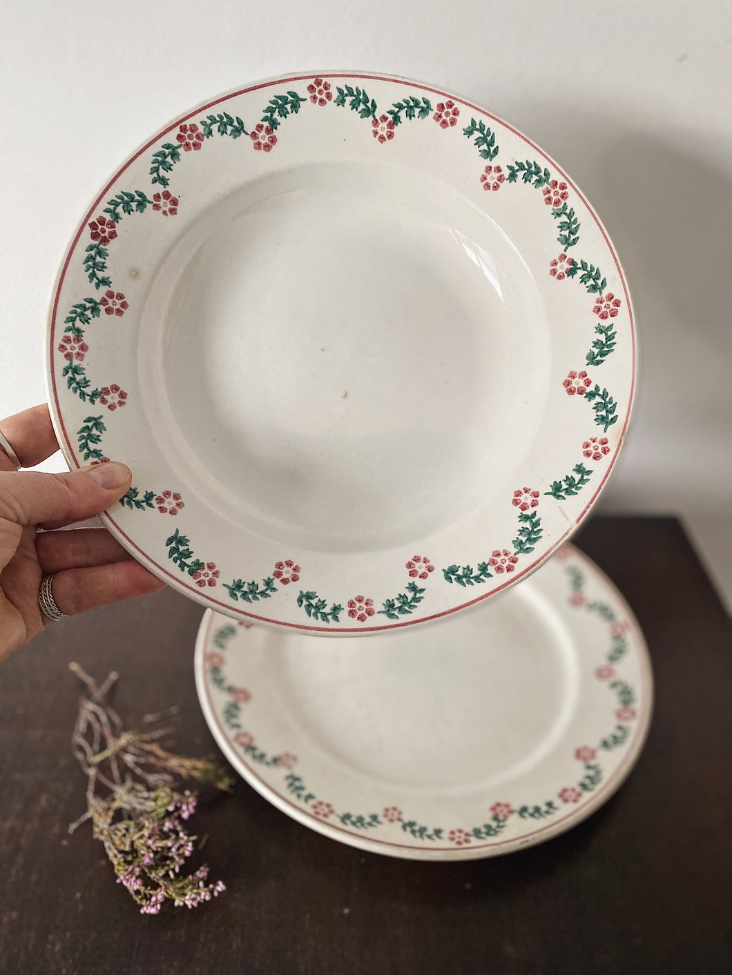 Vintage French serving plate and bowl