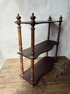 Antique French 19th century turned wood wall shelf