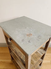 Load image into Gallery viewer, Vintage rustic zinc top console with drawer