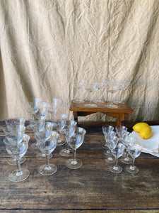 Vintage French 1930s cristal glasses by DOYEN Belgium