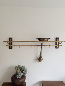 1920s French brass art deco hat and coat rail or kitchen pot stand and rail