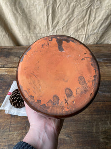 Vintage terracotta pot with lid