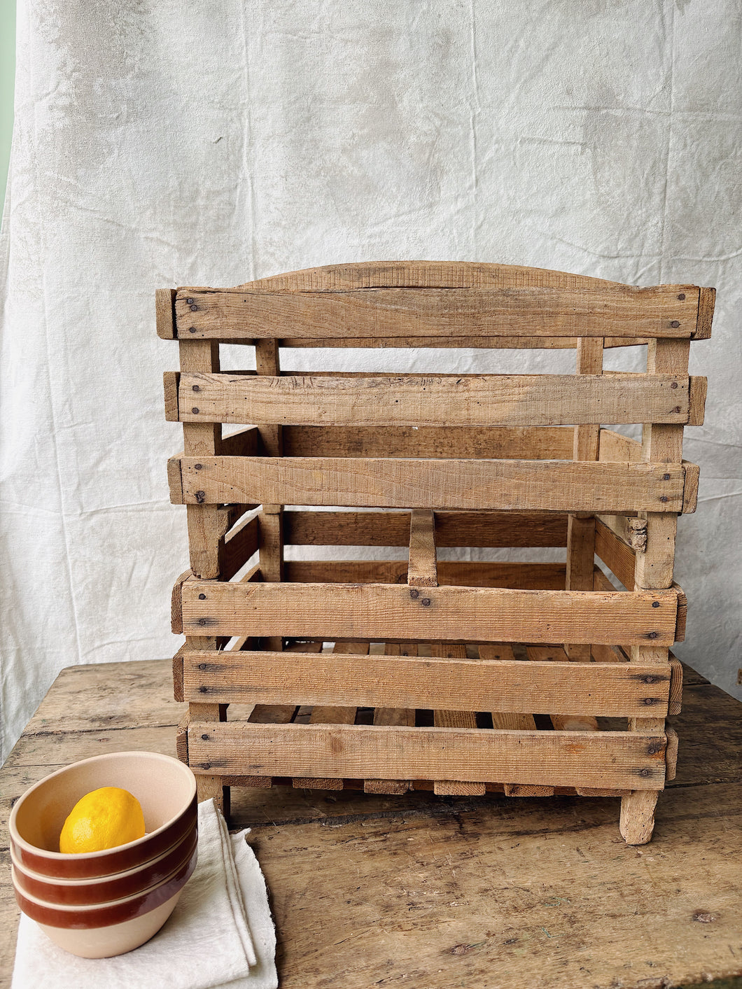 Vintage French stacking apple crates