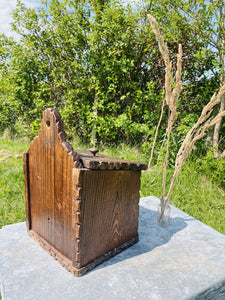 Rustic French hand carved candle box