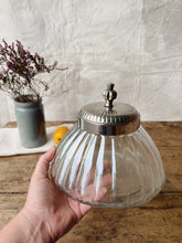 Load image into Gallery viewer, Antique fluted hand blown glass Art Deco bonbonnière biscuit jar