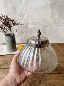 Antique fluted hand blown glass Art Deco bonbonnière biscuit jar