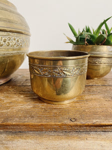 Vintage French bohemian brass plant pot holders