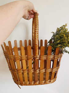 Wood and wicker foraging basket