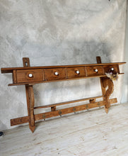 Load image into Gallery viewer, Antique wall shelf with drawers and hooks