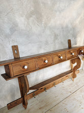 Load image into Gallery viewer, Antique wall shelf with drawers and hooks
