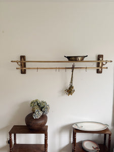 1920s French brass art deco hat and coat rail or kitchen pot stand and rail