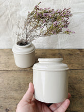 Load image into Gallery viewer, Vintage French cream glazed sandstone mustard pots