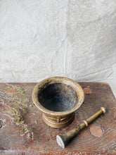 Load image into Gallery viewer, Antique bronze “Fleur de Lys” pestle and mortar